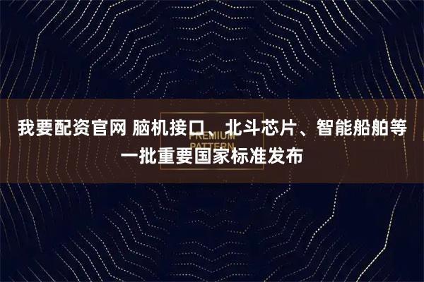 我要配资官网 脑机接口、北斗芯片、智能船舶等一批重要国家标准发布